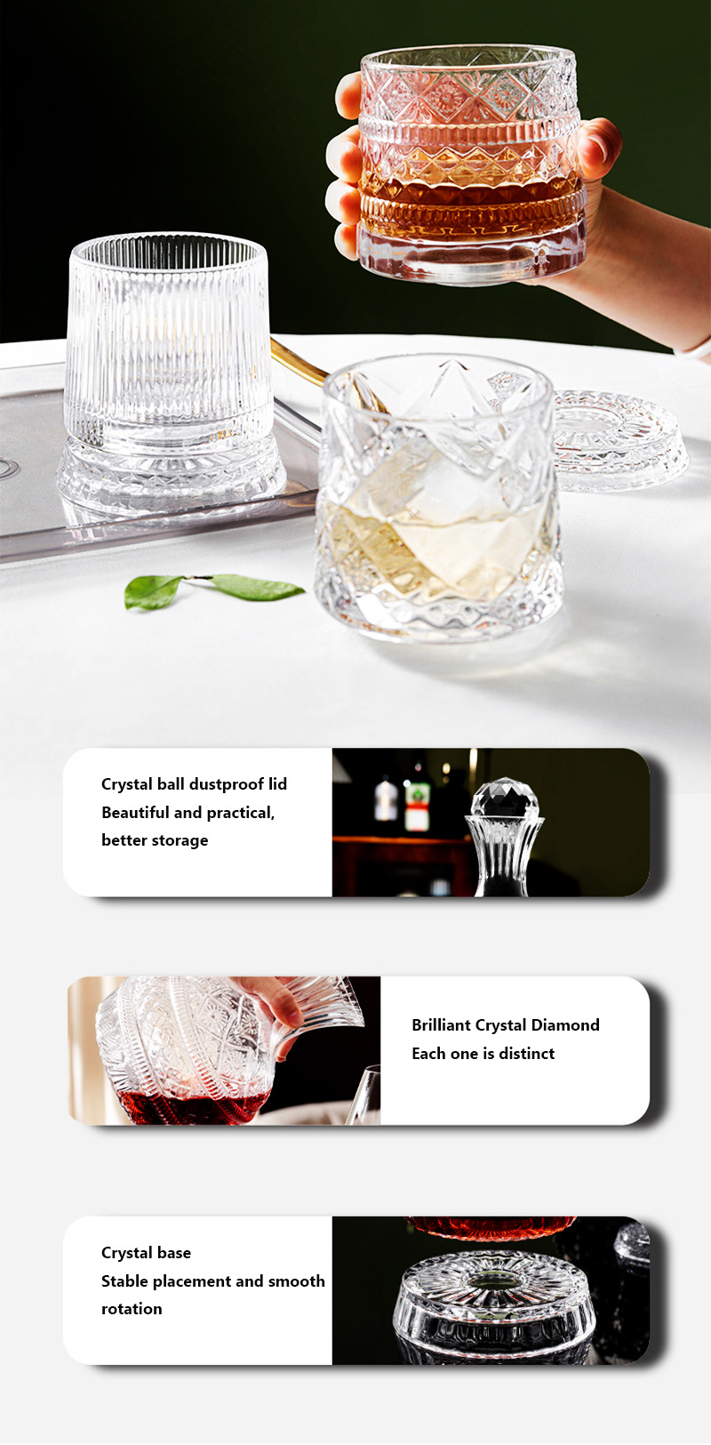 Вращающийся графин для вина DE – обзор и цена Glass Decanter Whiskey